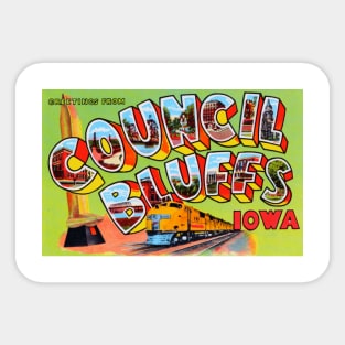 Greetings from Council Bluffs, Iowa - Vintage Large Letter Postcard Sticker